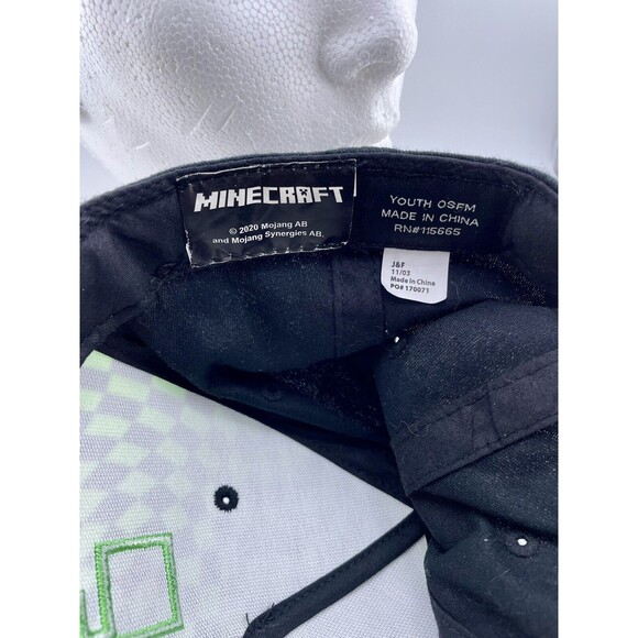 Mojang Minecraft Creeper Hat Cap Youth Green Black Adjustable Snapback OSFM - Picture 5 of 5